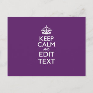 Personlig KEEP CALM med din text på lila dekoratio Vykort