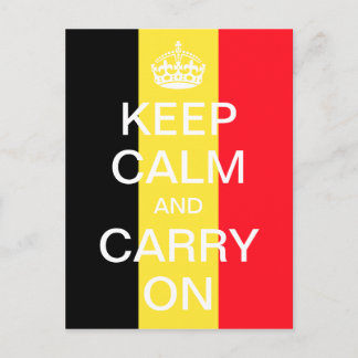 Personlig KEEP CALM OCH CARRY ON - Belgien flagga Vykort