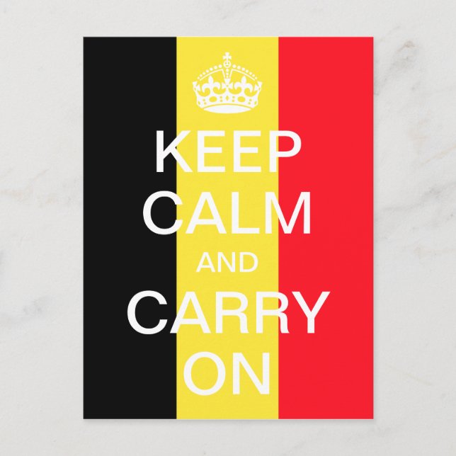 Personlig KEEP CALM OCH CARRY ON - Belgien flagga Vykort (Framsida)