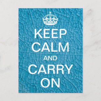 Personlig KEEP CALM OCH CARRY ON - Blue stone Vykort