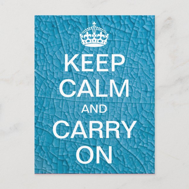 Personlig KEEP CALM OCH CARRY ON - Blue stone Vykort (Framsida)
