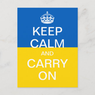 Personlig KEEP CALM OCH CARRY ON - Ukraina flagga Vykort