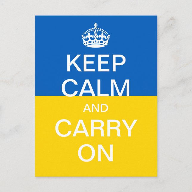 Personlig KEEP CALM OCH CARRY ON - Ukraina flagga Vykort (Framsida)