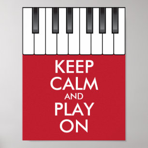 Personlig KEEP CALM och SPELA PÅ -Keyboard piano Poster