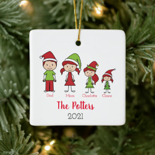 Personlig Keepéfamiljens jul Julgransprydnad Keramik