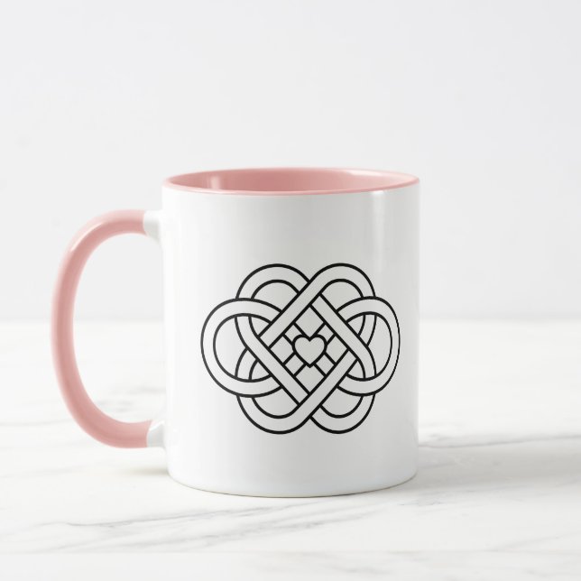 Personlig Keltisk Kärleksknut Hjärtat Kaffe Mugg (Vänster)