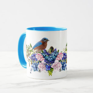 Personlig keramikkopp med blåfågelmotiv mugg