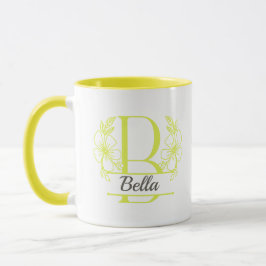 Personlig keramikkopp med blommig monogram bokstav mugg