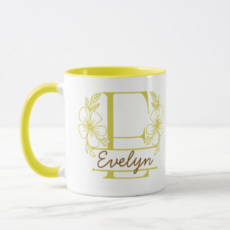 Personlig keramikkopp med blommig monogram bokstav mugg
