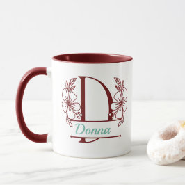 Personlig Keramikkopp Med Blommig Monogram Bokstav Mugg