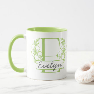 Personlig keramikkopp med blomsterinitial E - spec Mugg