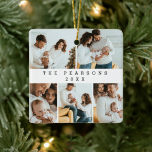 Personlig keramisk juldekoration med familjefoto c