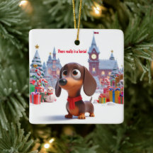 Personlig keramisk julgransprydnad med Dachshund-v