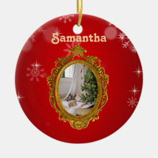 Personlig keramisk julgransprydnad med foto keramik