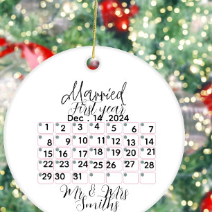 Personlig Keramisk Kalender för Gifta Par Julgransprydnad Keramik