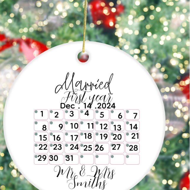 Personlig Keramisk Kalender för Gifta Par  Julgransprydnad Keramik (Skapare uppladdad)