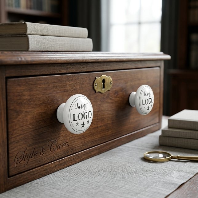 Personlig keramisk knopp med din logotyp (Personalized Ceramic Knob with Your Logo)