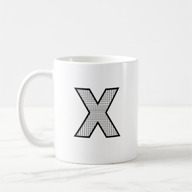 Personlig keramisk monogrammugg med bokstaven X   Kaffemugg (Vänster)
