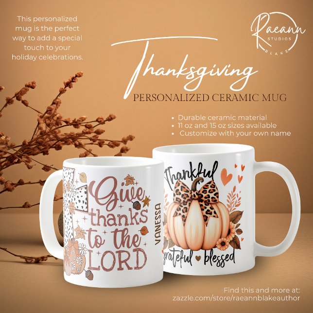 Personlig keramisk mugg för Thanksgiving med festl (Skapare uppladdad)
