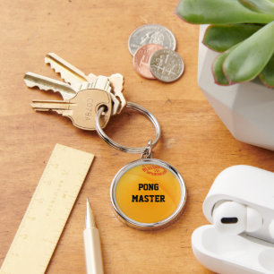Personlig Keychain för PingPong boll Rund Silverfärgad Nyckelring