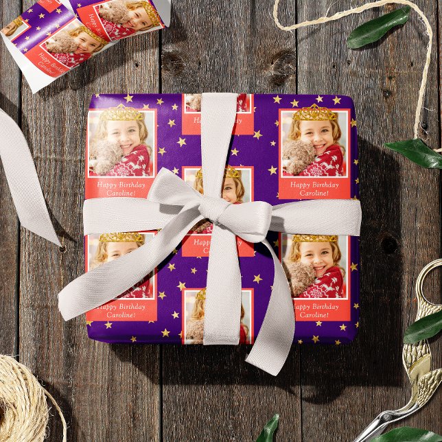 Personlig Kid Photo Grattis på födelsedagen Guld K Presentpapper (Skapare uppladdad)