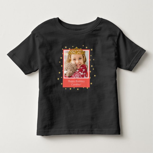 Personlig Kid Photo Grattis på födelsedagen Guld K T Shirt (Framsida)