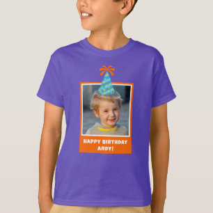 Personlig Kid Photo Grattis på födelsedagen w/ Blu T Shirt