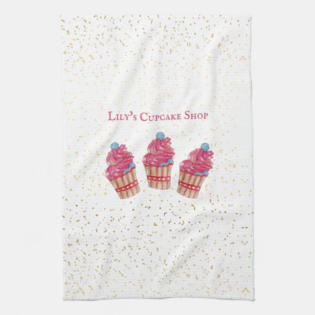 Personlig Kid's Cupcoa Shop Kitchen Towel - Cu Kökshandduk (Vertikal)