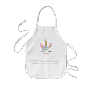Personlig Kids Cute Unicorn Rainbow Monogram Barnförkläde