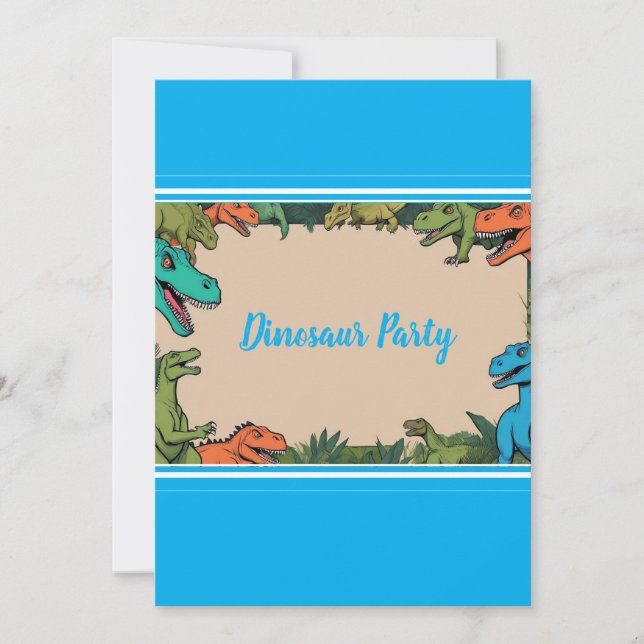 Personlig Kids Dinosaur-partiets inbjudan (Framsida)