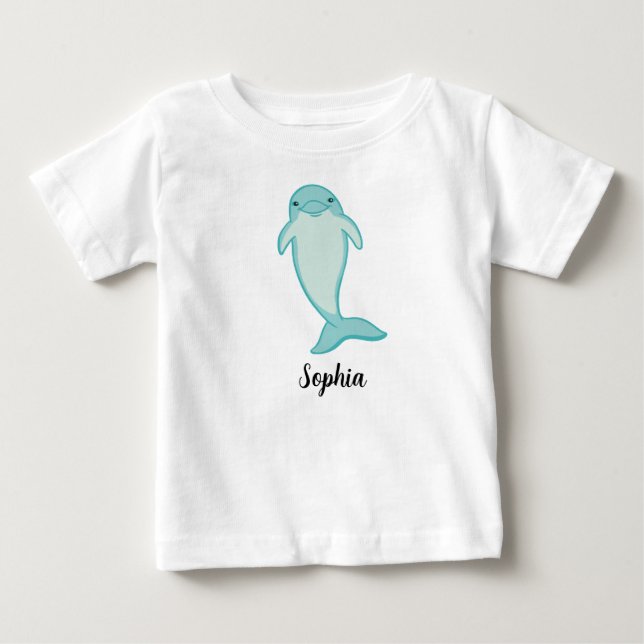 Personlig Kids Dolphin Girls Baby T-Shirt (Framsida)