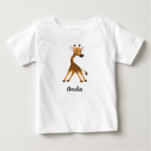Personlig Kids Giraffe Girls Baby T-Shirt