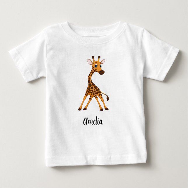 Personlig Kids Giraffe Girls Baby T-Shirt (Framsida)