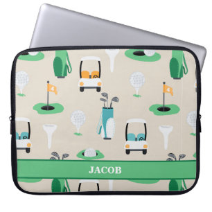 Personlig Kids Golfer Golfcart Golfing Sporty Laptop Fodral