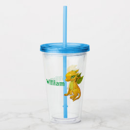 Personlig Kids Gult Dragon Acrylic Tumbler Take Away Mugg