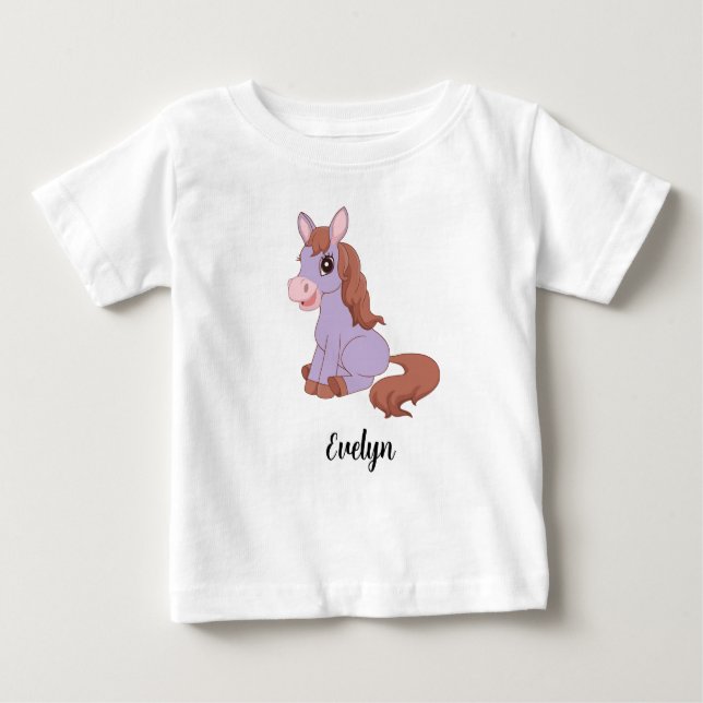 Personlig Kids Horse Girls Baby T-Shirt (Framsida)