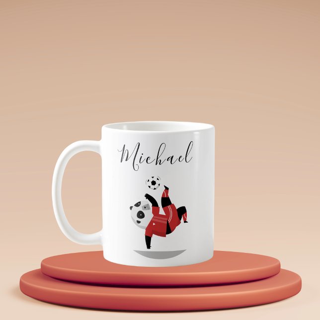 Personlig Kids i Panda Soccer Player Coach Kaffemugg (Skapare uppladdad)