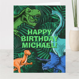 Personlig Kids Jurassic Dino Dinosaur Birthday Kort
