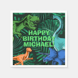 Personlig Kids Jurassic Dino Dinosaur Birthday Pappersservett