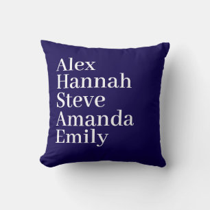 Personlig Kids Namn Modern Minimal Family Blue Kudde