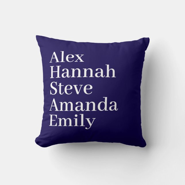 Personlig Kids Namn Modern Minimal Family Blue Kudde (Framsida)
