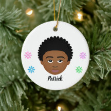 Personlig Kids Natural Hair Ceramic Ornament
