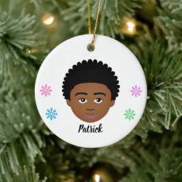 Personlig Kids Natural Hair Ceramic Ornament