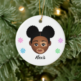 Personlig Kids Natural Hair Ceramic Ornament