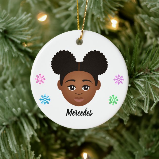Personlig Kids Natural Hair Julgransprydnad Keramik (Träd)