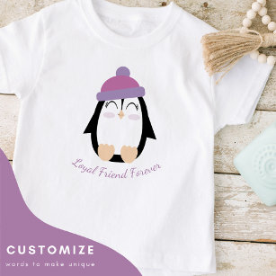 Personlig Kids Penguin (Rosa) T Shirt