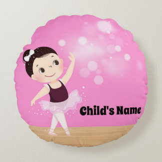 Personlig Kids Rosa Ballerina Round Pillow Rund Kudde