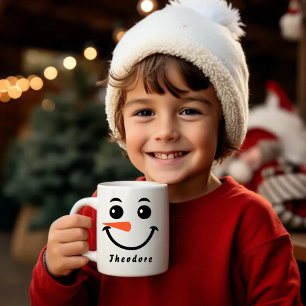 Personlig Kids Snögubbe Ansikte Kaffemugg