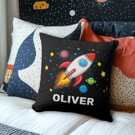 Personlig Kids Space Rocket Frakt Planets Kudde