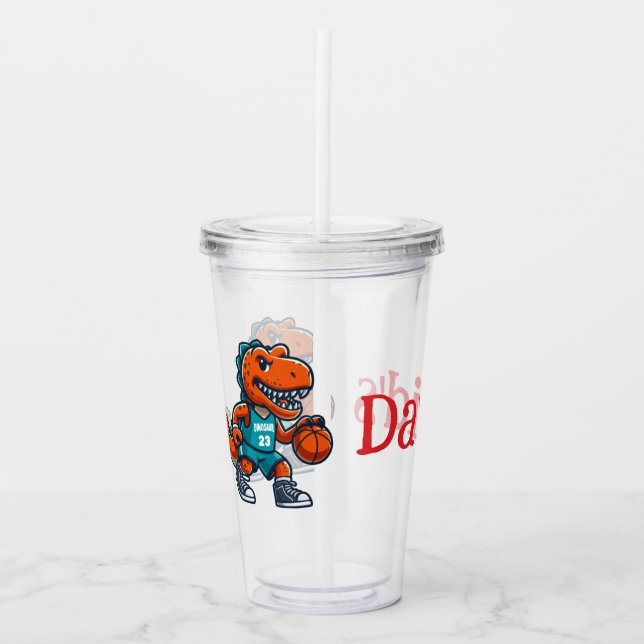 Personlig Kids T-Rex Basketboll Take Away Mugg (Framsida)